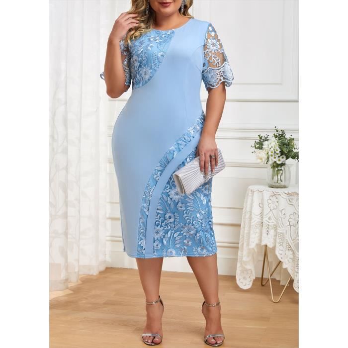 Robe De Soirée Vintage Femme - Dentelle, Col V, Manches 3/4 | Style Rétro Élégant