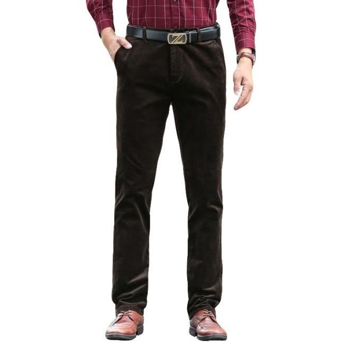 Pantalon Homme En Velours Cotele Epais En Velours Cotele Business Pantalon Decontracte Taille Haute Lache Pantalon Droit Stretch Brown Cdiscount Pret A Porter
