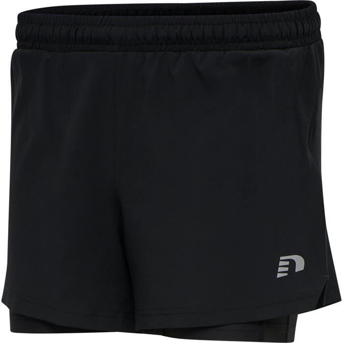 Short running femme Newline Core 2-en-1 noir - legging intégré taille L