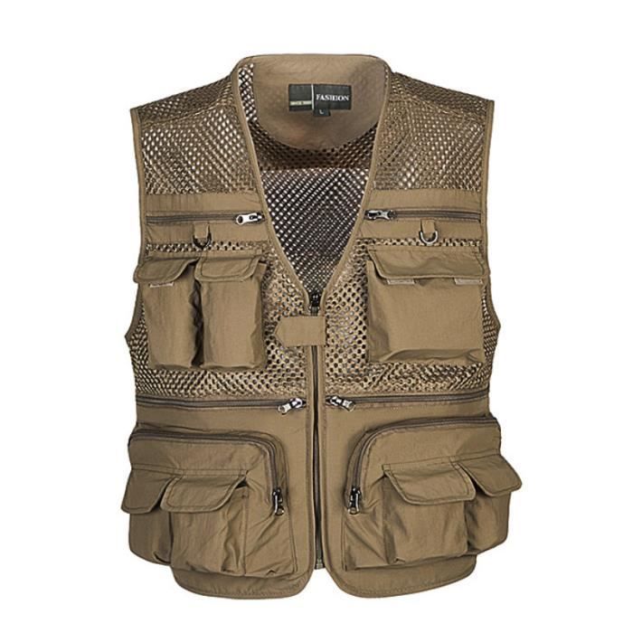 Gilet Multipoches Pour Homme, En Coton, Pêche, Camping