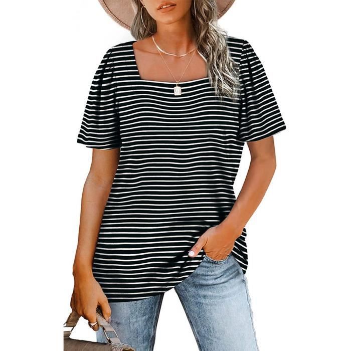 T shirt sales femme col carré