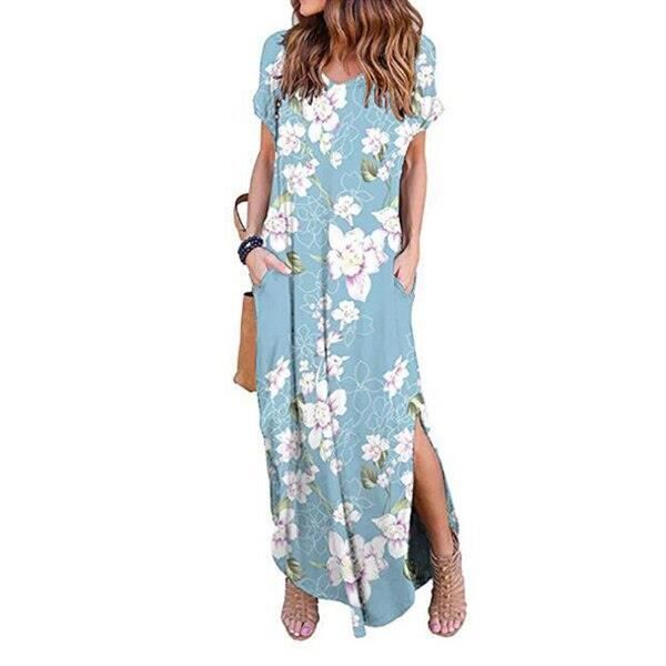 Robe Longue Femme été En Coton-lin - Manches Courtes, Poches, Taille Ample - Grande Taille Disponible