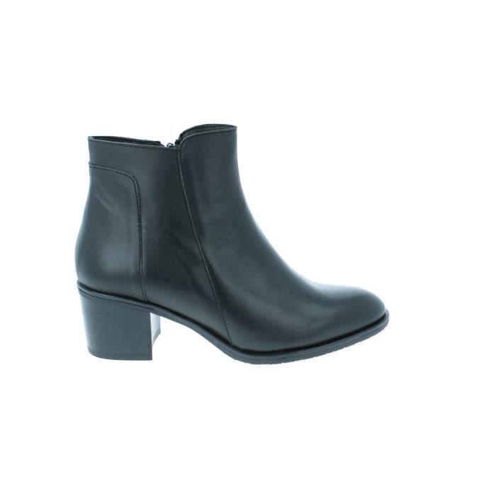 Bottines femme en cuir Amoa Courtain noir 36 Talon de 5 cm