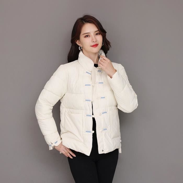 Veste Caban Courte Femme DDP – Coton Blanc – Taille XL – Léger Et Décontracté