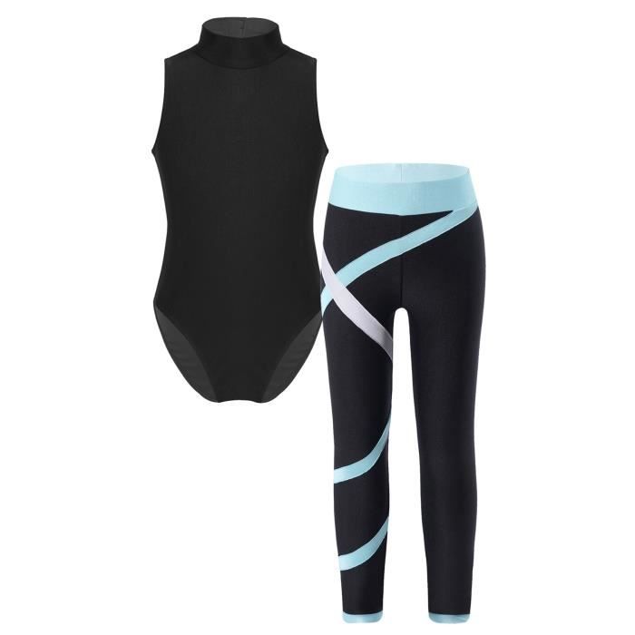 Inlzdz Enfant Fille Justaucorps Gymnastique avec Pantalon Tenue Gym Leotard sans Manche 514 Ans