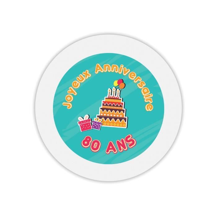 Tapis De Souris Rond Joyeux Anniversaire 80 Ans Prix Pas Cher Cdiscount