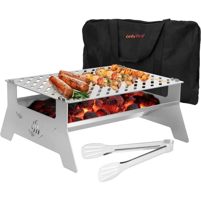 Onlyfire Tablette Amovible Barbecue Charbon – Acier Inox 304, Compatible Weber 18/22/26 Pouces – Espace De Travail Pratique