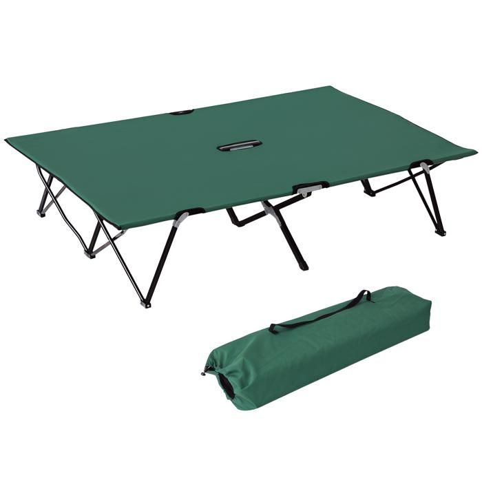 Lit De Camp Pliable Outsunny – 2 Personnes, 136 Kg, 193x125x40 Cm – Tissu Oxford 600D, Métal, Sac De Transport