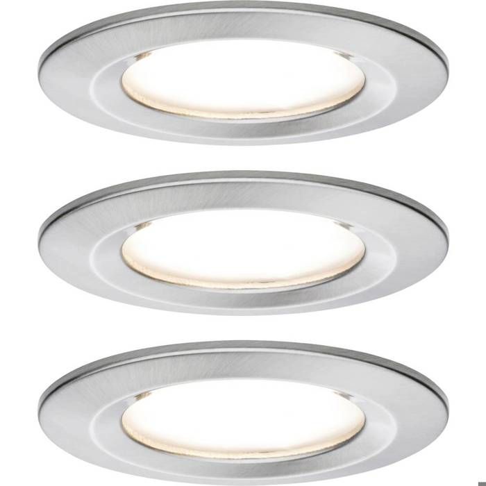 Paulmann Nova Spot encastrable pour salle de bains jeu de 3 LED LED 18 W IP44 fer (brossé)