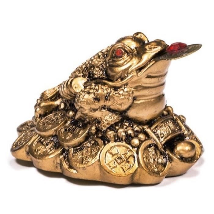 Grenouille Feng Shui Yosoo - Crapaud à 3 Pattes Porte-bonheur, Résine Dorée, Symbole Richesse Et Prospérité
