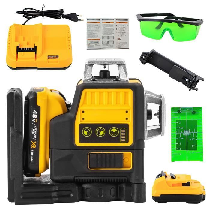 Niveau Laser TakamineTech TT12LS 3x360 - Autonivelant, Avec Batterie, Télécommande Bluetooth, étanche, Neuf Sous Blister