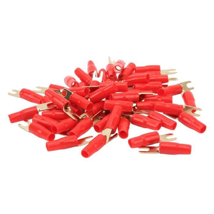Lot De 100 Bornes à Sertir à Fourche Bleues 24A - Connecteurs Fourche Isolés Cuivre Étamé 3.7mm Pour Câbles Électriques