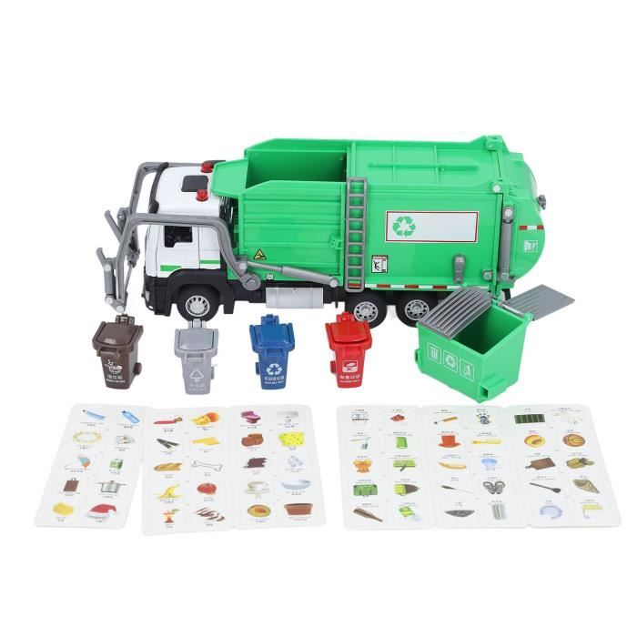 Rc Gros Camion À Ordure,Avec 3 Jouets Poubelles Et Lumière,Jouets