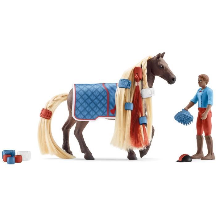 coffret cheval à coiffer leo et rocky - figurines chevaux sofia's beauties - coffret de jouets de 18 pièces -chevaux à la crinière