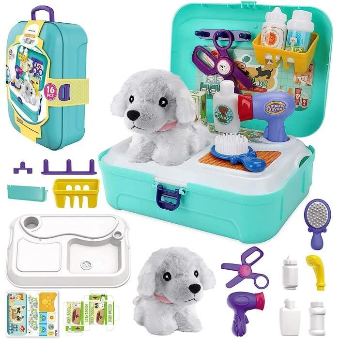 Jouet pour enfant - Clinique vétérinaire - Table d'examen roulante avec  accessoires pour chien en peluche