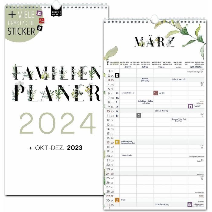 Calendrier familial 2024 - 5 colonnes - Planificateur familial
