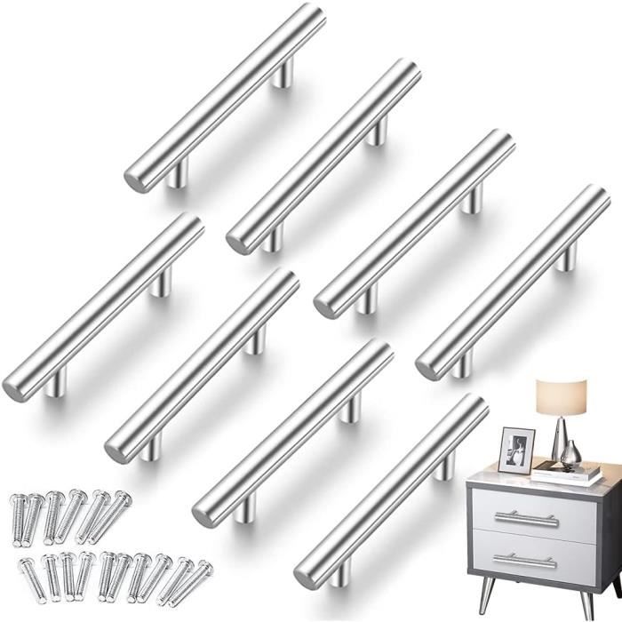 HOME EDIT Lot De 45 Poignées D'Armoire En Laiton Brossé - Acier Inoxydable, Entraxe 21.6 Cm, Pour Cuisine Et Salle De Bain