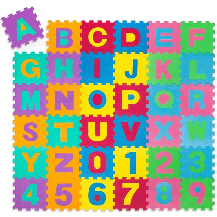 Tapis déveil - TECTAKE - Tapis puzzle en mousse pour enfant 86 pièces - 180 cm x 180 cm x 1 cm - Multicolore