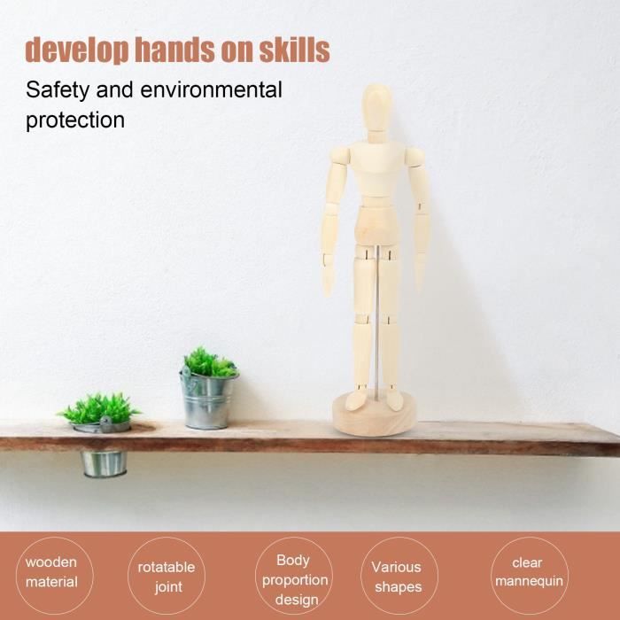2 Figurines Mannequin En Bois 4,5" Pour Dessin - Modèle Articulé Flexible, Parfait Pour Artistes Et Débutants