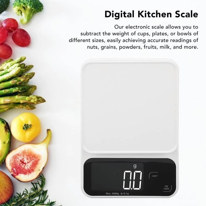 Balance de cuisine avec bol 5KG LCD numérique Balance culinaire  électronique - Blanc - Cdiscount Electroménager