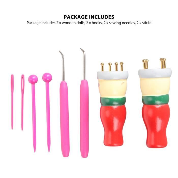 Tricotin Manuel Kit Tricotin Enfant 2 Ensembles - Poupées à Tricoter En Bois Avec Aiguilles - Activité DIY Loisir Créatif Activité Créative Diy