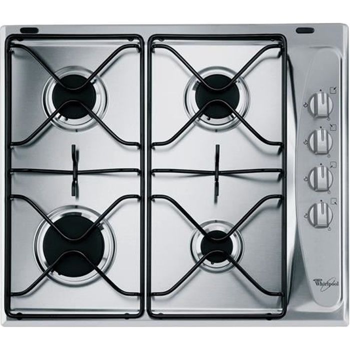 Whirlpool AKM 268 IX Table de cuisson au gaz 4 plaques de cuisson Niche largeur : 56 cm profondeur : 48 cm sans cadre acier inoxydable