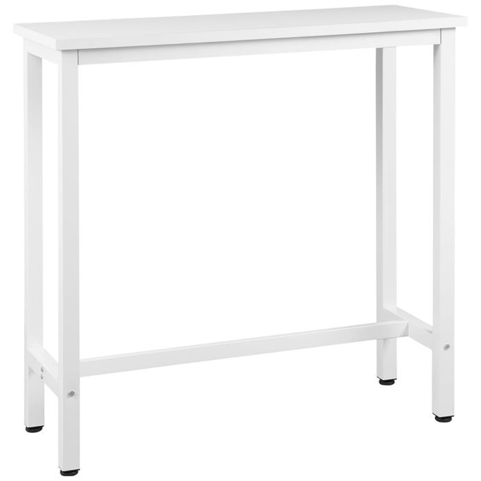 WOLTU Table de Bar industriel avec Cadre en MétalTable de bistrotTable à Manger Plateau en aggloméré 100x40x100cmBlanc