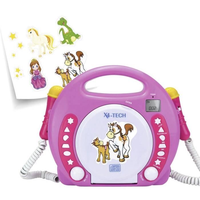 LECTEUR CD - RADIO - BOOMBOX  Lecteur CD enfants X4 Tech Bobby Joey CD,  SD, USB avec microphone rose - Cdiscount Jeux - Jouets