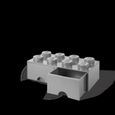 Boîte de rangement LEGO brick 8 avec 2 tiroirs-gris pierre-1
