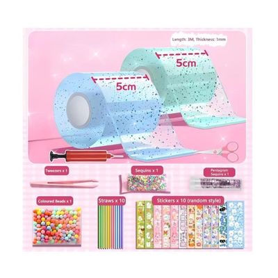 Kit Nano Tape Bulles - 2 Rubans Adhésifs Nano + 41 Accessoires (paillettes, Pompe, Autocollants) - Activité Créative Pour Enfants