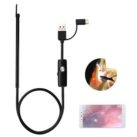Endoscope De Nettoyage D'oreille Camera 5,5mm Mini Otoscope 3 En 1 Type-c  Micro Usb Otg Cuillère De Ramassage D'oreille Visuelle Pour Téléphone  Android Pc, Mode en ligne
