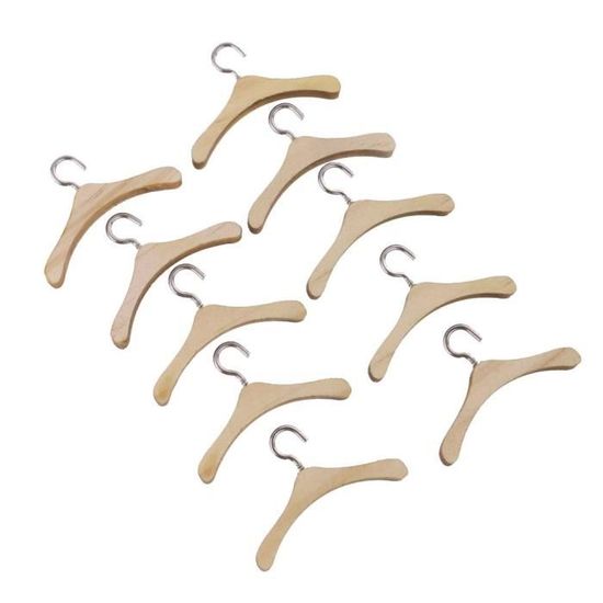 EXQUIMEUBLE Lot De 10 Cintres En Bois Pour Poupées 1/3 - Accessoires Armoire Miniature, Maison De Poupée, Décoration - 6