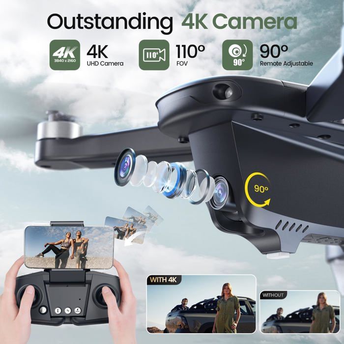 Holy Stone HS420 Mini drone avec caméra HD FPV pour enfants et adultes débutants, quadrirotor RC de poche avec 2 batteries, lancer pour lancer, selfie gestuel, maintien d'altitude, vol circulaire