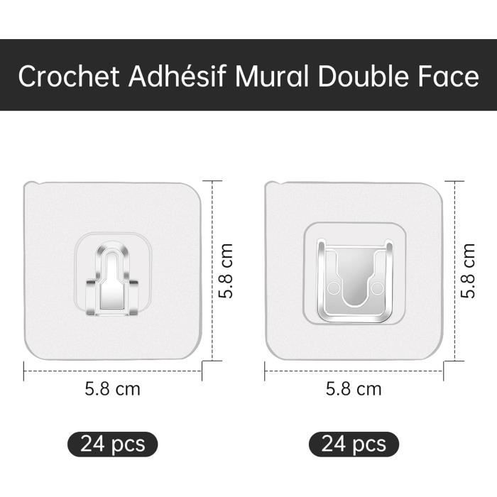 Crochets Muraux Adhésifs Double Face, Crochets Muraux Polyvalents Sans Poinçon, Boucle De Suspension Transparente Auto-adhésive (1 Paire