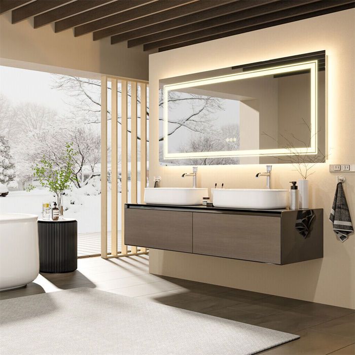 Doré LED Applique Miroir De Salle De Bain Eclairage Pour Armoire De Toilette Lampe Murale Tableau Luminaire Intérieur Couloir Hôtel Maquillage Coifeuse IP44 Blanc Chaud 3000K,60cm