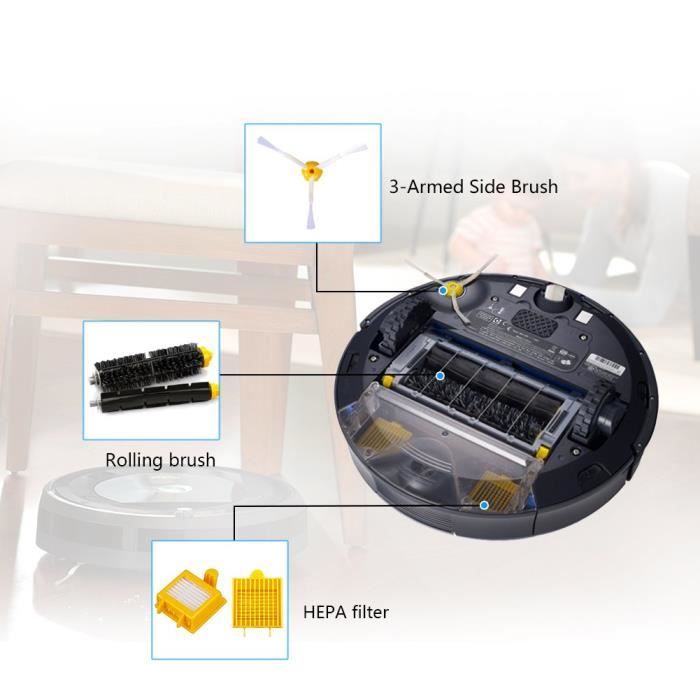 Remplaçant kit Brosses secours d'accessoires pour iRobot Roomba série 700  pour rechange iRobot Roomba 700 - Cdiscount Electroménager