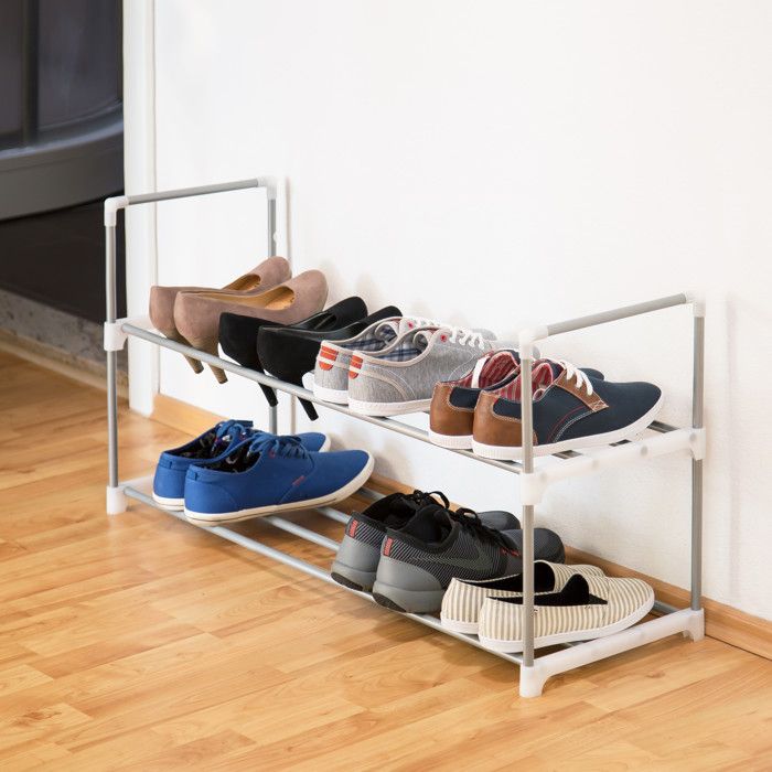 Meuble Rangement Chaussures 12 Paires - Blanc Et Bois Clair - L60xP24xH80 Cm - Pour Entrée