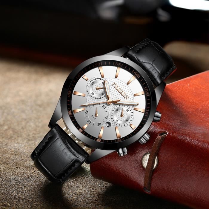 RMEGA Montre Homme Montre Bracelet Homme Affaires Quartz Etanche