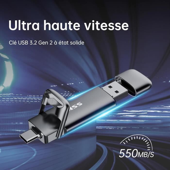 SSD Externe AGI ED138 Pro 512 Go - Double Connectique USB-C/USB-A, Vitesse 550 Mo/s, Plug & Play