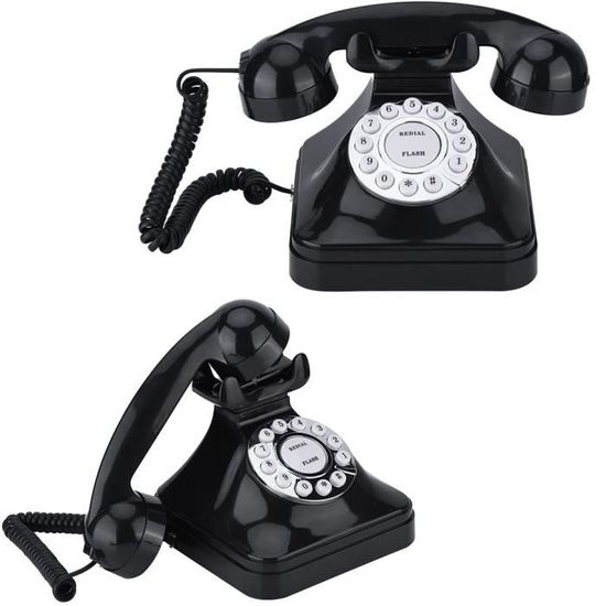 WX-3011 rétro noir multifonctionnel téléphone maison téléphone fixe avec  Flash, redial, fonction de stockage - DQ France