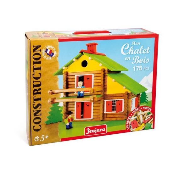8008 Jouet en bois construction Le Chalet suisse- 175 pièces en coffret bois JeuJura 