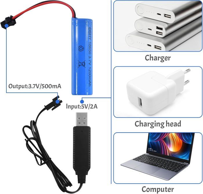 Câble USB Chargeur Batterie Lithium 3,7V – Connecteur MX2.0-2Pin – Pour Drone Quadrirotor – Avec Protection Intelligente