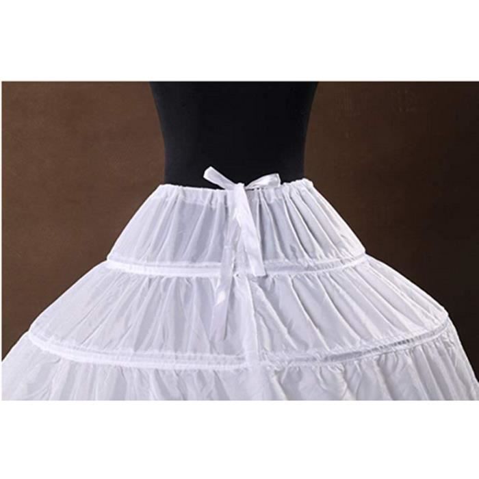 Jupon Crinoline 3 Cerceaux Pour Robe De Mariée - Jupe Bal Volumineuse Femme (Blanc, Taille Unique 32-42)