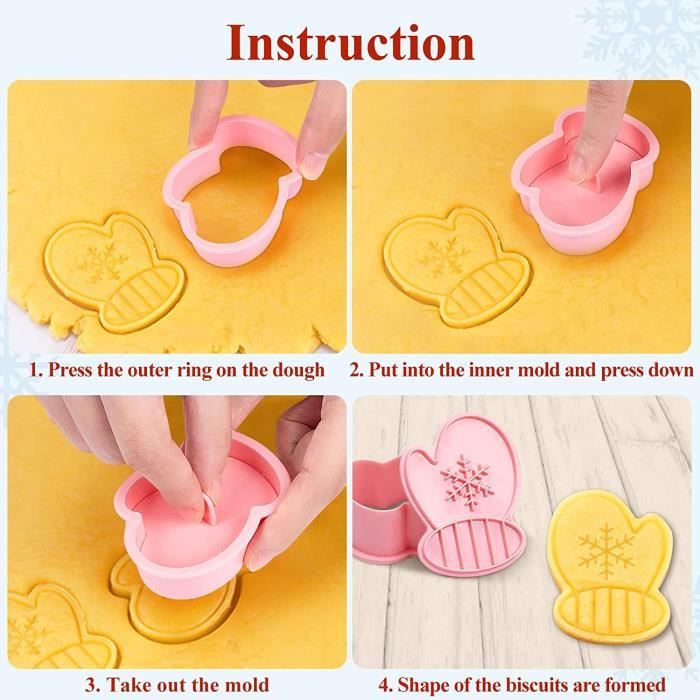 Lot De 6 Emporte-pièces Biscuits Noël 3D - Formes Père Noël, Sapin, Bonhomme De Neige... - En Plastique PP, Lavable Au Lave-vaisselle - 4
