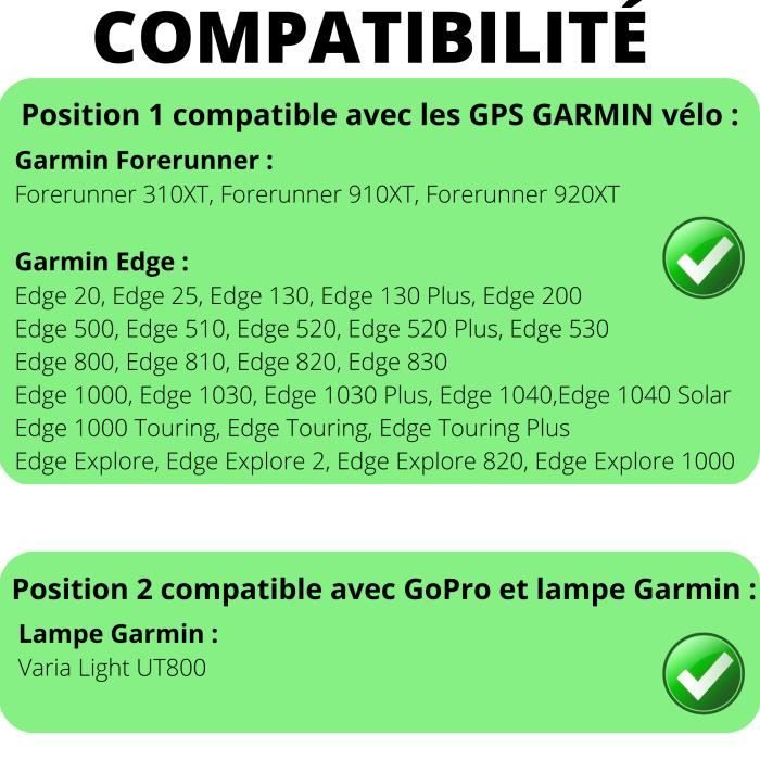 Support Garmin Edge, Support de Vélo Compatible avec Compteur GPS Velo  Garmin Edge 530 130 200 520 540 820 830 840 1030 1040 Explore Accessoire  Velo