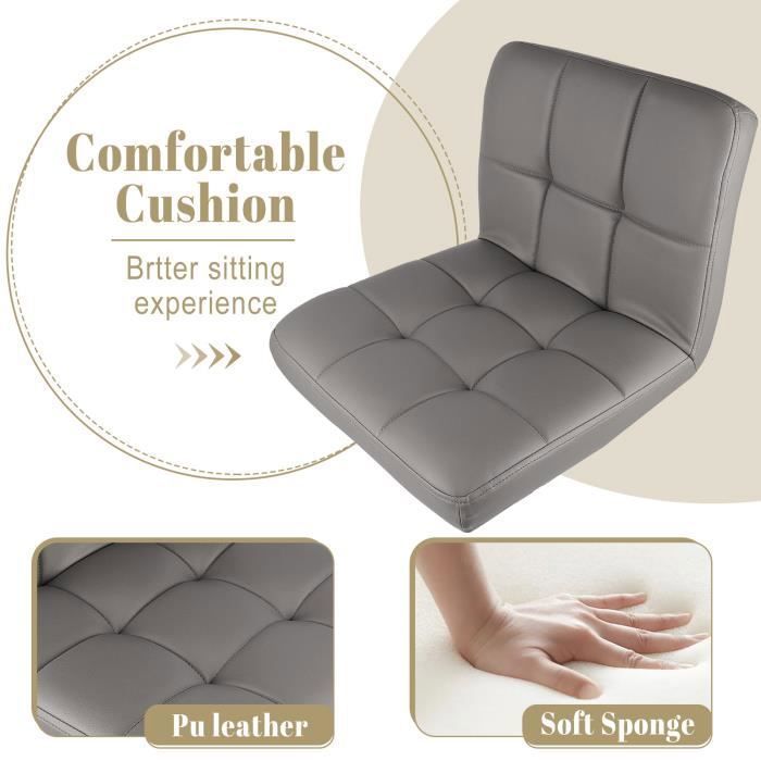 Lestarain Tabouret Bar Lot de 6 Chaise de Bar Tabouret de Comptoir avec Dossier, Réglable en Hauteur, Pivotant à 360°, Velours Hauteur d'Assise 60- 81cm, Gris Clair, LBAI64002-6