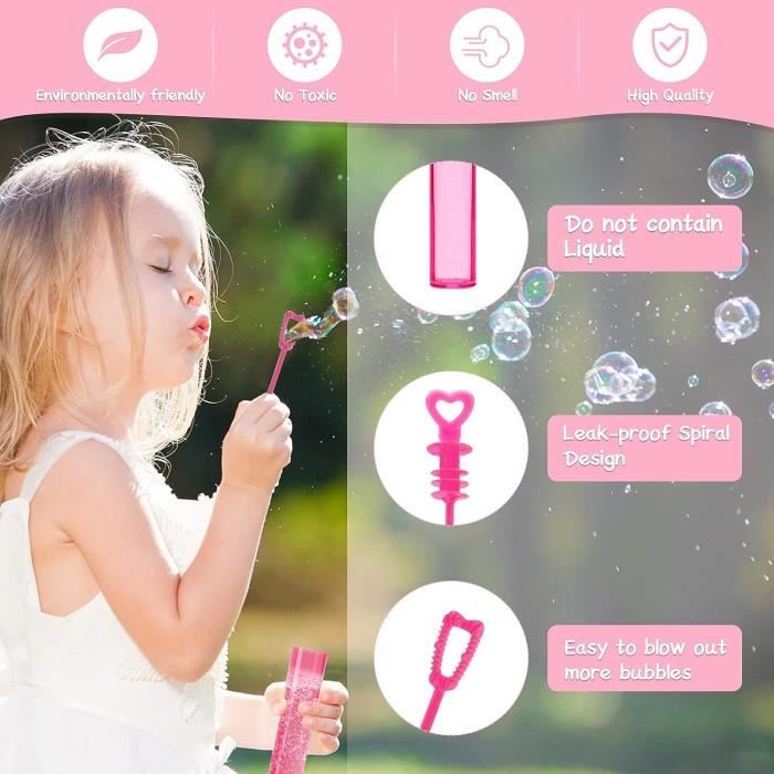 60 Bulles De Savon Mariage – Poignée Cœur – Pour Cérémonie, Anniversaire, Saint-Valentin – Prêtes à L'emploi