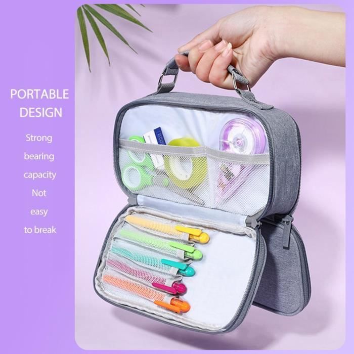 Trousse Scolaire Capybara Kawaii Avec 2 Peluches Broches - Grande Capacité 21,5x12,5x8,5 Cm - 4
