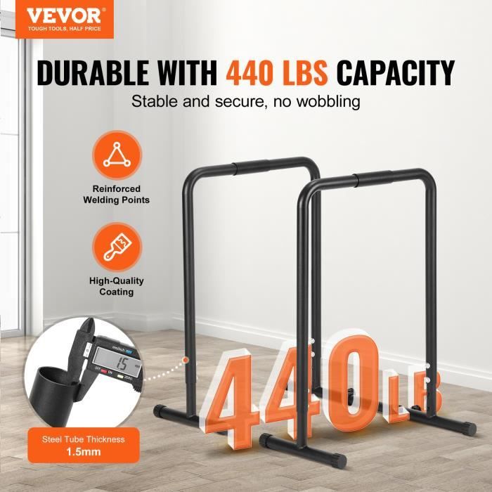 Barres Dips YOLEO Réglables - 500kg Charge Max - Home Gym Fitness