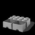 Boîte de rangement LEGO brick 8 avec 2 tiroirs-gris pierre-3